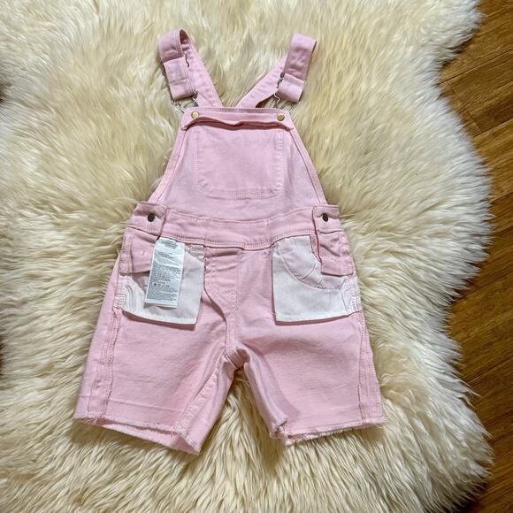 Levi’s Pink denim Shortalls Short Overalls 3T Girls - Picture 7 of 8
